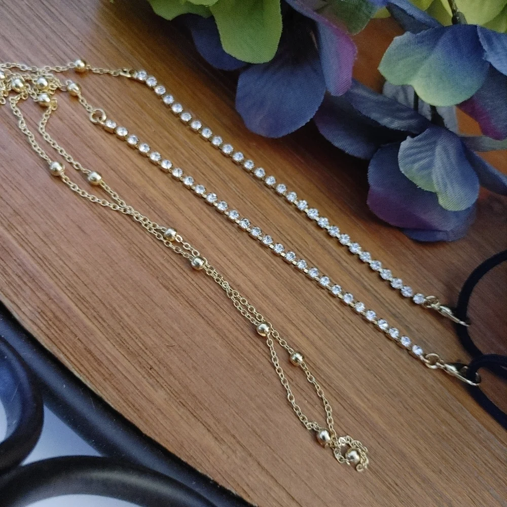 Gold Chain Rhinestone Mask / Glasses Lanya…